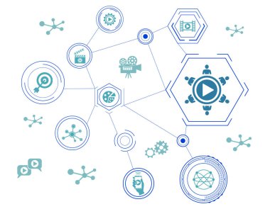 Bağlı simgelerle video pazarlama kavramı