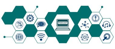 Bağlı simgelere sahip podcast kavramı