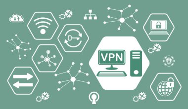 Altıgen simgeli vpn kavramı