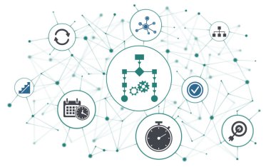 Bağlı simgelerle iş akışı kavramı