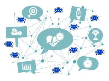 Konuşma baloncukları üzerindeki simgelerle fitness kavramı