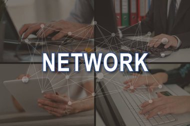 Ağ konsepti arkaplandaki resimlerle gösterilmiştir