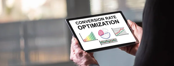 Tablet screen displaying a conversion rate optimization concept