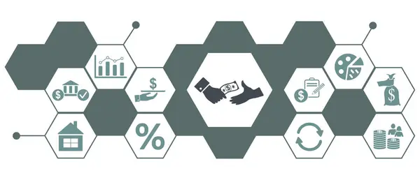 Concept of personal loan with connected icons
