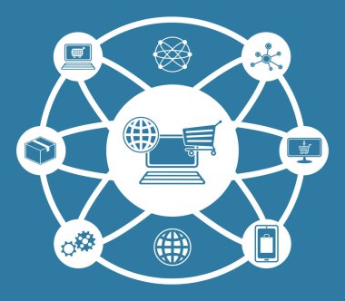 Bağlı simgelerle e-ticaret kavramı