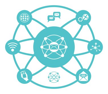 Bağlı simgelerle e- posta pazarlama kavramı