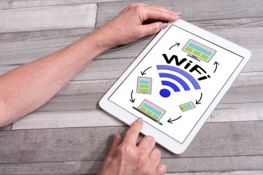 Kadın tarafından kullanılan bir tablette görülen eş kavramı