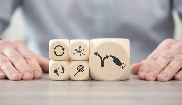 stock image Wooden blocks with symbol of coaching concept