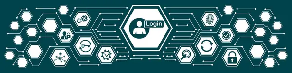 Concept of login with connected icons