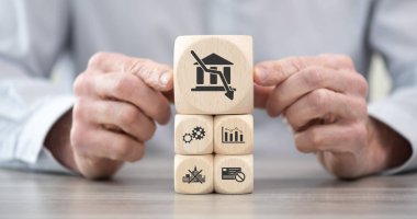 İflas sembollü tahta bloklar.