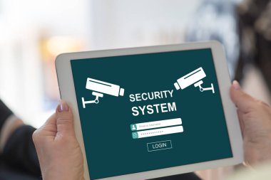 Güvenlik sistemi kavramını gösteren tablet ekranı