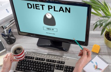 Bilgisayar ekranında diyet planı kavramı