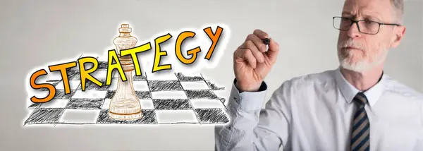 Strategy concept drawn by a businessman