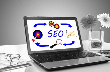 Simge konseptini gösteren dizüstü bilgisayar