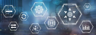 Bulanık koyu arkaplanda simgeli bpo kavramı