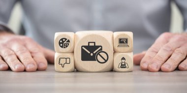 İşsizlik sembollü tahta bloklar