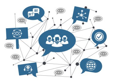 Konuşma baloncuklarındaki simgelerle müşteri desteği kavramı