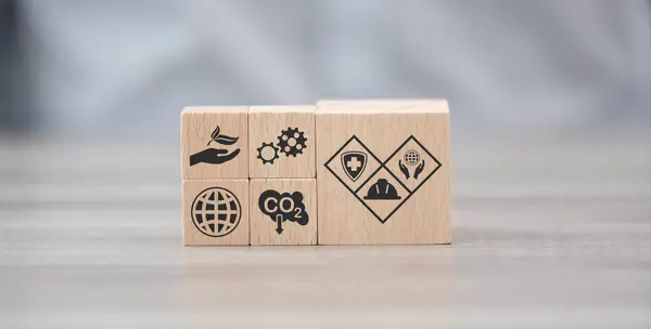 stock image Wooden blocks with symbol of hse concept