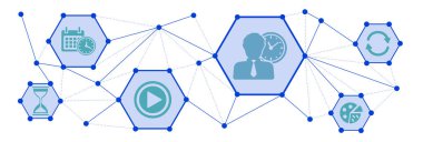 Bağlı simgelerle zaman yönetimi kavramı