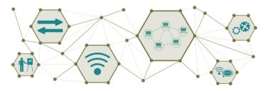 Bağlı simgelere sahip webinar kavramı