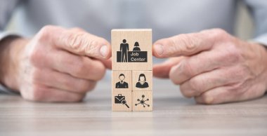 İş arama kavramına sahip tahta bloklar