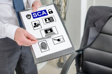 İş adamı panoda sca kavramını gösteriyor