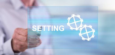 Kalemle dokunmatik ekranda ayar konseptine dokunan adam