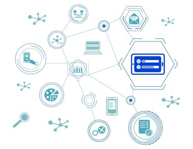Bağlı simgelerle çevrimiçi anket kavramı