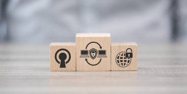 Vpn konsepti sembollü tahta bloklar