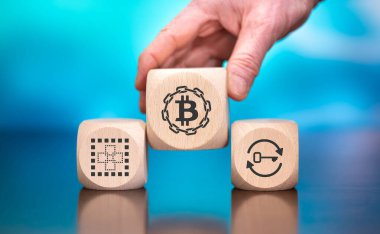 Mavi arkaplanda engelleme zinciri sembolü olan tahta bloklar