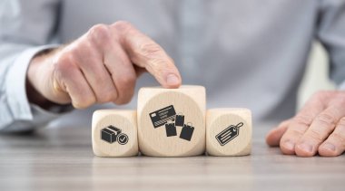 Satın alma kavramının sembolü olan tahta bloklar