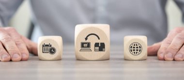 Damlama konsepti sembollü ahşap bloklar