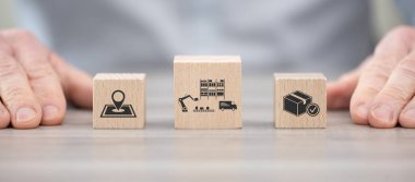 Lojistik konsepti sembollü tahta bloklar