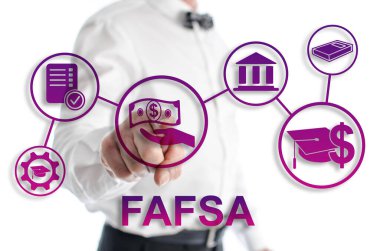 Arka planda bir adam tarafından gösterilen Fafsa konsepti