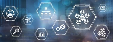 Bulanık koyu arkaplanda simgeli hrm kavramı