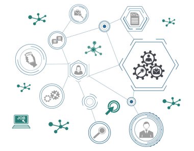 Bağlı simgelerle iş arama kavramı