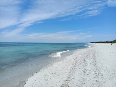İtalya 'nın Sardunya adasındaki karaibik beyaz kumsal manzarası inanılmaz ve renkli.