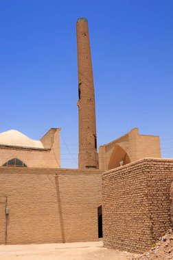 Sin Friday Mosque was built in 1131 during the Great Seljuk period. The brick decorations on the mosque and minaret are remarkable. Isfahan, Iran.