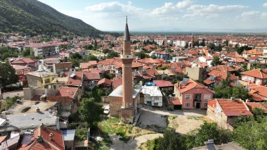 Guduk Minaret Mescid, Anadolu Seljuk döneminde 1226 yılında inşa edilmiştir. Cami 'nin İHA' yla çekilmiş bir fotoğrafı. Konya, Türkiye.