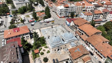 Ali Paşa Hamamı, Osmanlı döneminde 1572 yılında inşa edilmiştir. Hamamın insansız hava aracıyla çekilmiş bir fotoğrafı. Tokat, Türkiye.