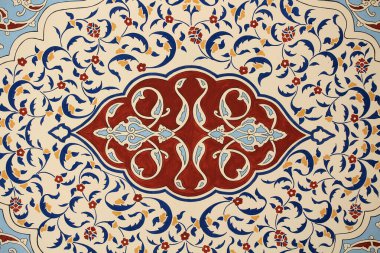 Geleneksel Türk duvar dekorasyonu sanatının bir örneği. Duvardaki nakışlar bitki motiflerinden oluşmaktadır. Konya Kapi Camii 'nin dekorasyonları Osmanlı döneminde yapıldı..