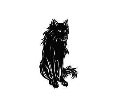 Wolf Standing Silhouette, art vector design 
