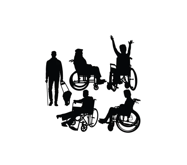 Silhuetas Para Deficientes Cadeira Rodas Design Vetores Arte —  Vetores de Stock