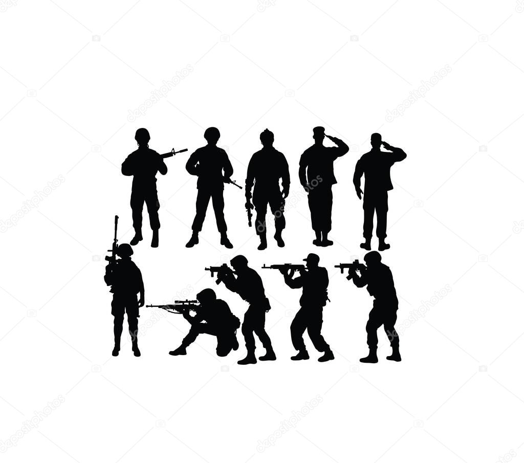 Soldier Activity Silhouettes, art vector design