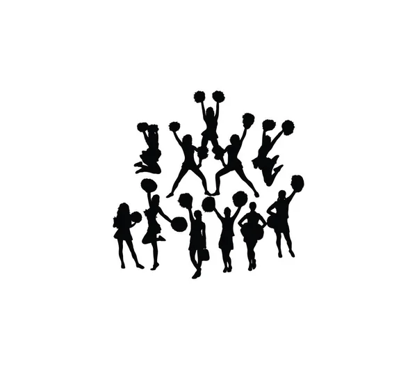 Cheerleader Action Silhouettes Design Vectoriel Art — Image vectorielle