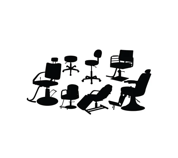 Salon Sandalyesi Siluetleri Sanat Vektörü Tasarımı — Stok Vektör