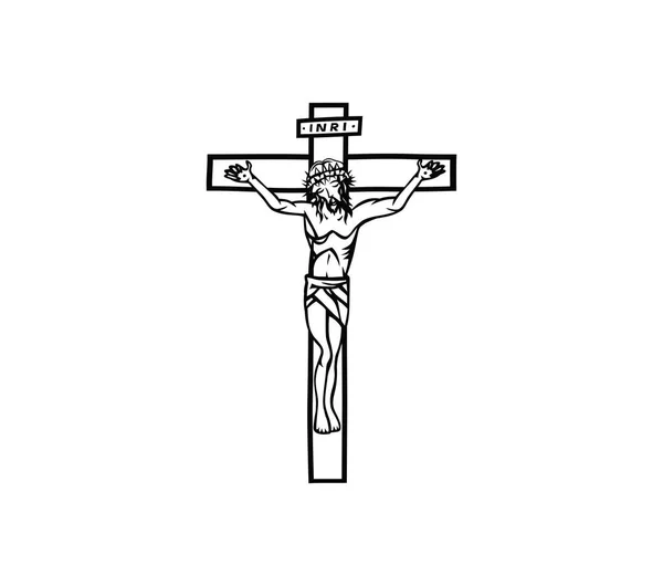 Крест Корпусным Рисунком Векторный Дизайн — стоковый вектор