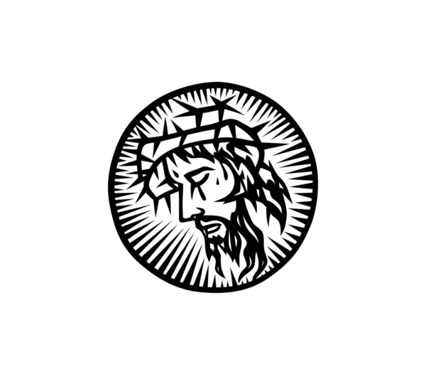 Herrens Ansikte Jesus Cirkelljus Konst Vektor Design — Stock vektor
