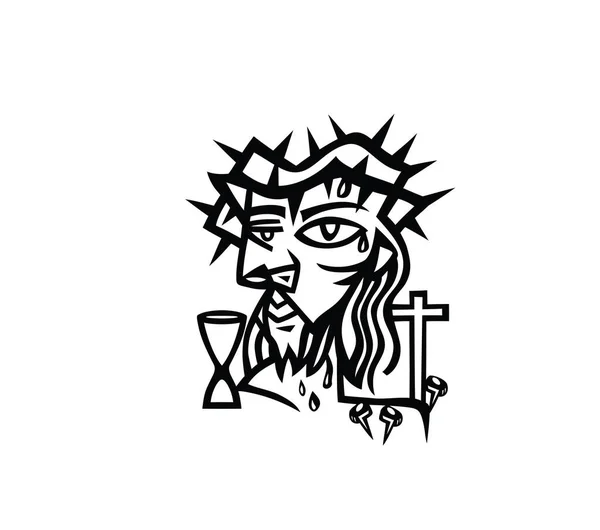 Лицо Господа Иисуса Стиле Кубизма Векторный Дизайн Искусства — стоковый вектор