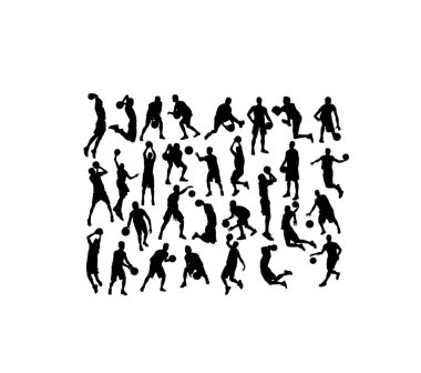 Basketbol Aktivite Siluetleri, sanat vektör tasarımı